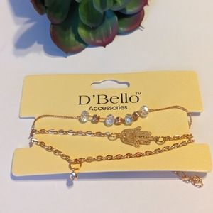 D'Bello goldtone three bracelet